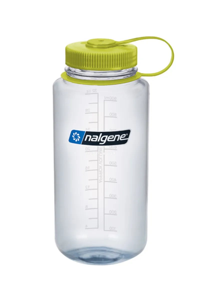 Nalgene Tritan Sustain 1 litre Wide Mouth - Clear with Lime lid