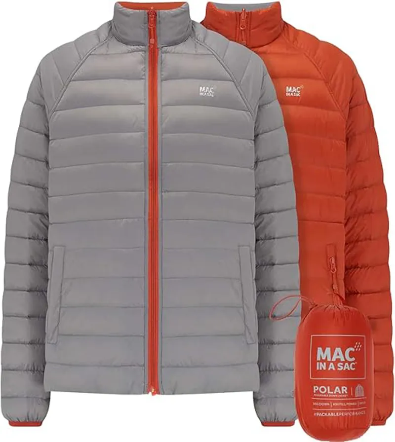 Mac in a Sac 'Polar' Packable and Reversible Men's Down Jacket - Burnt Orange or Grey