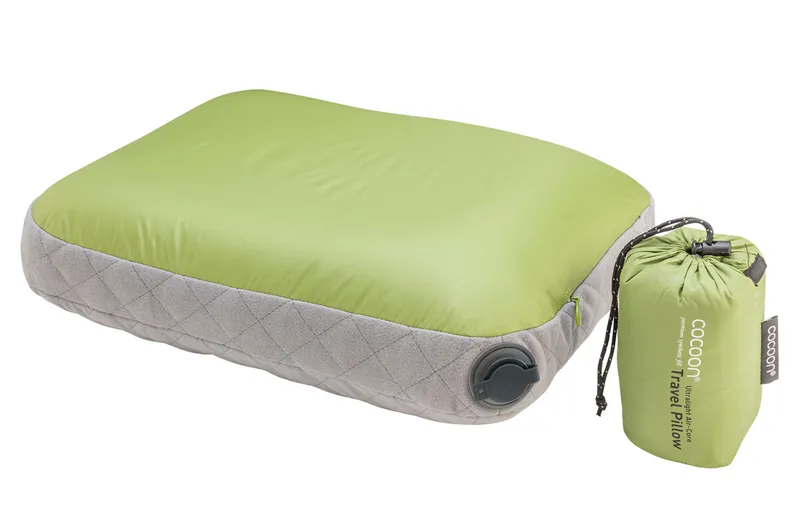 Cocoon Ultralight Air-Core Travel Pillow - Wasabi and Grey - 28 x 38 cm 115 g