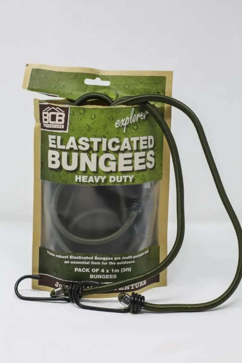 BCB Elasticated Bungees - Pack of 4 - 1m long Olive Green-1