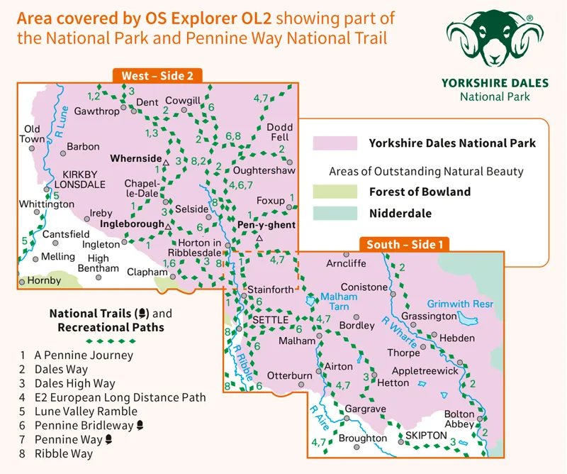 Explorer OL2 Yorkshire Dales South and West Ordnance Survey Map-1