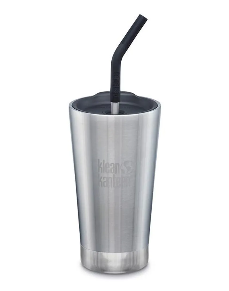 Klean Kanteen Insulated Tumbler 473ml 16oz Straw Lid Brushed Steel