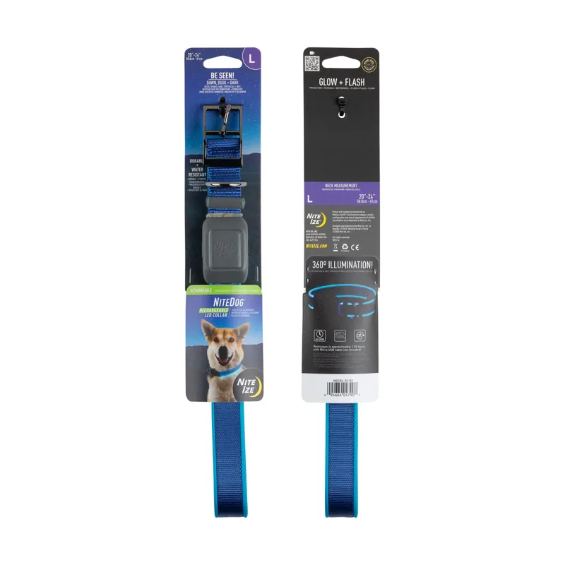 NiteDog Rechargeable LED Dog Collar - Small 30.5 - 40.6cm - Blue-2