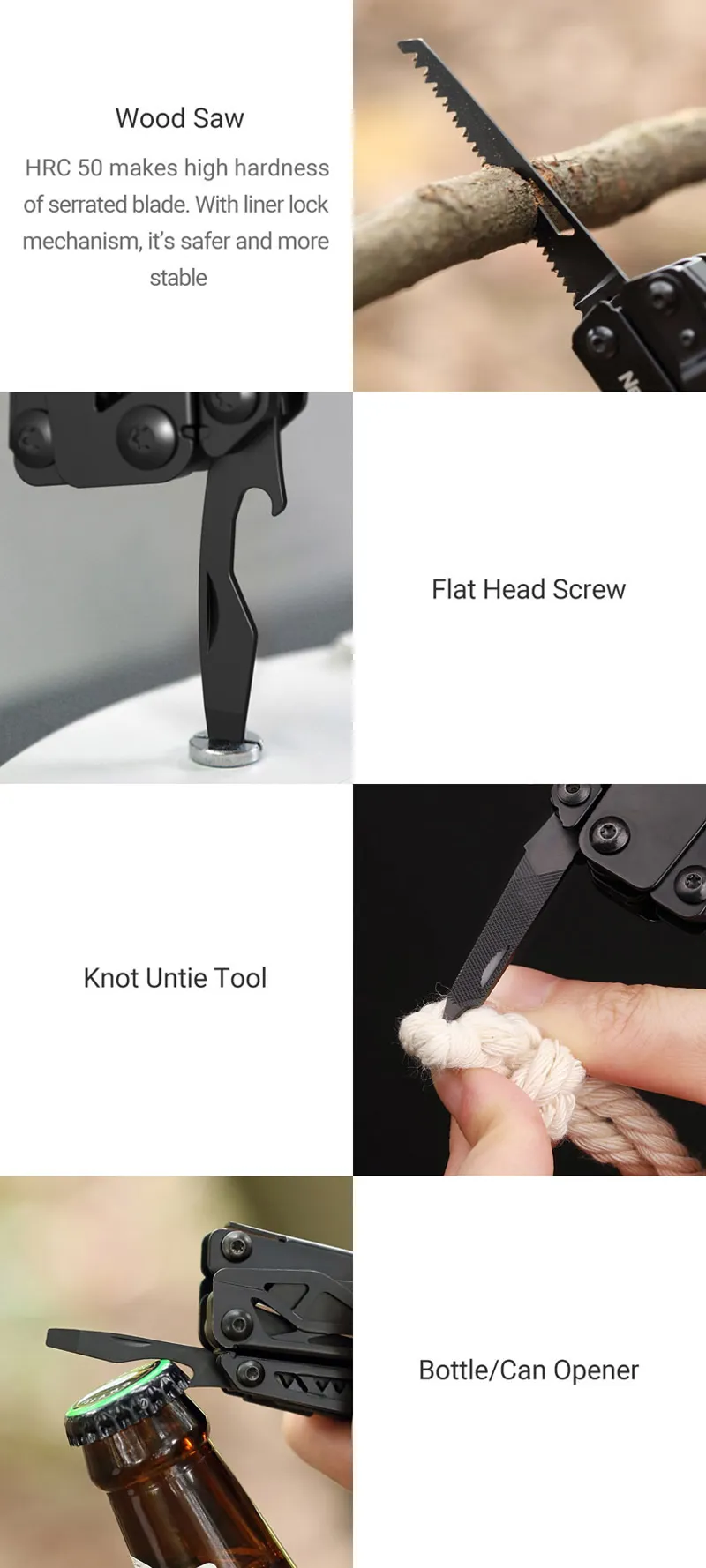 Nextool Black Knight Multi-Tool 11 in 1 EDC Non-Locking Blade with Bit Kit and Fabric Case-8