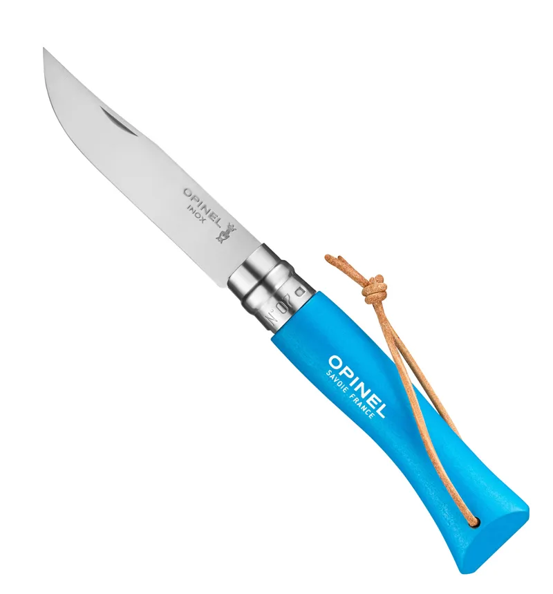 Opinel No.7 Colorama Folding Trekking Knife Stainless Steel - Cyan Blue