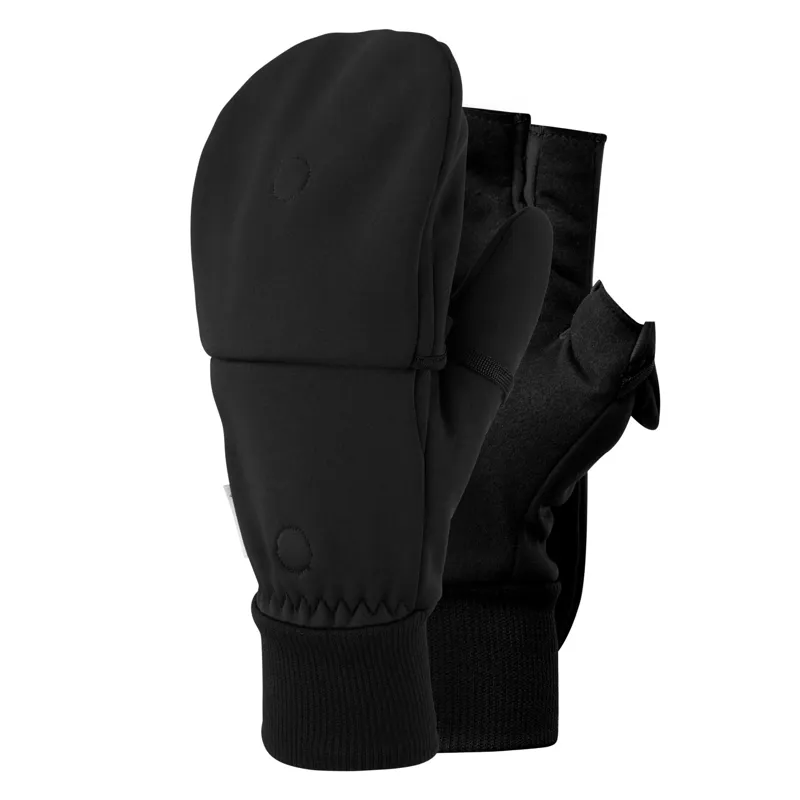 Trekmates Rigg Convertible Mitt Fingerless Glove Gore Windstopper - Black