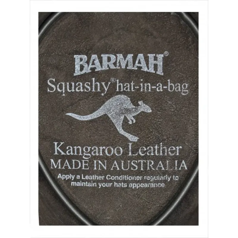 Barmah Australian Kangaroo Leather Squashy Hat - Dark Brown-2