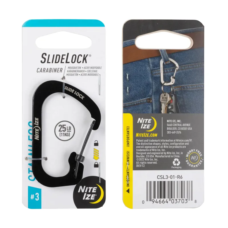 Nite Ize SlideLock Carabiner Stainless Steel 3 - Black