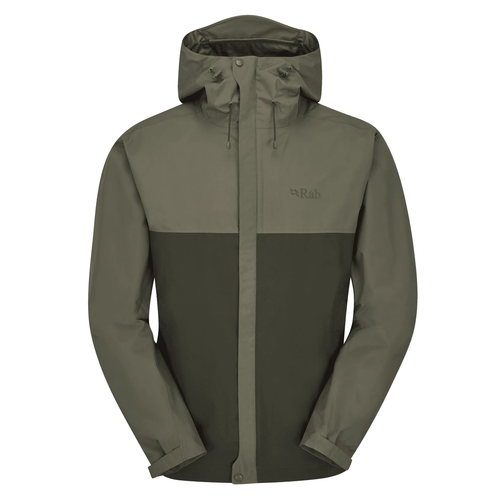 Rab Downpour Eco Mens Waterproof Jacket in Light Khaki Army