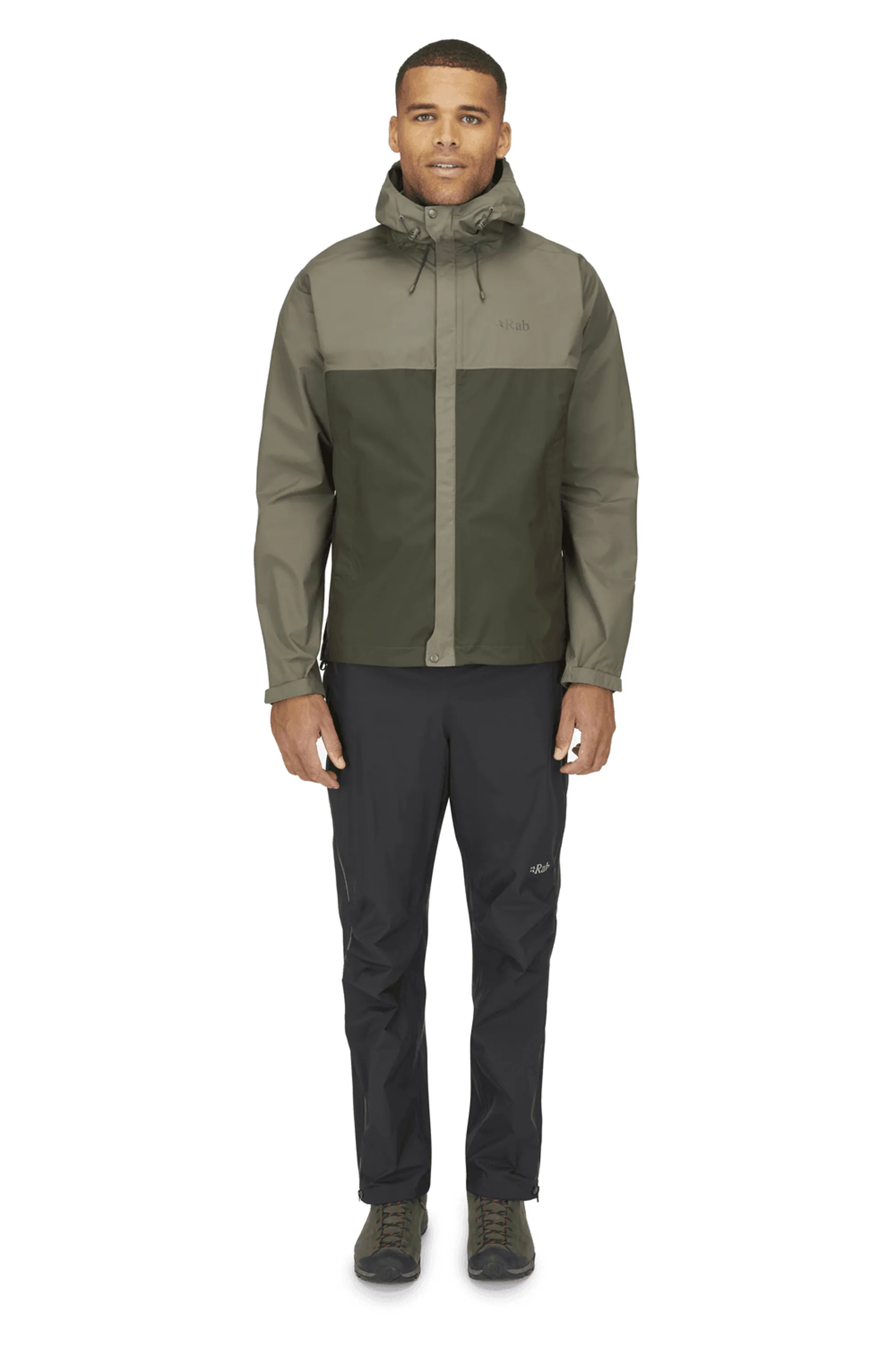 Rab Downpour Eco Mens Waterproof Jacket in Light Khaki Army