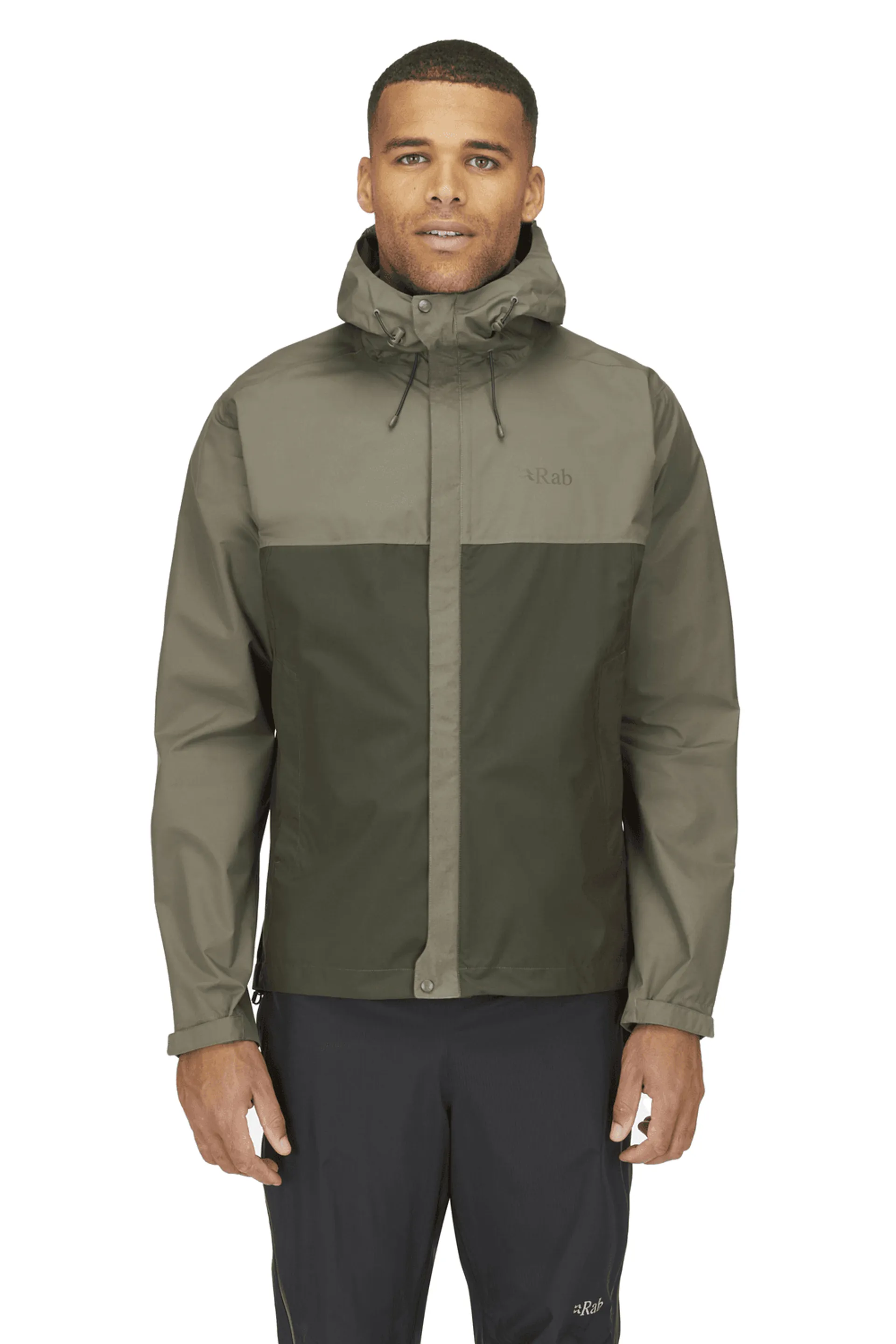 Rab Downpour Eco Mens Waterproof Jacket in Light Khaki Army