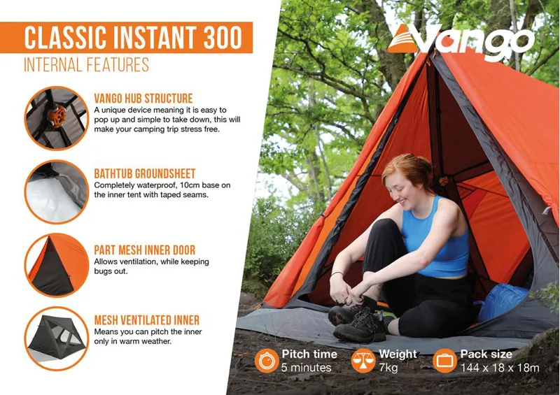 Vango Classic Instant 300 Pop up Tent - Orange-3