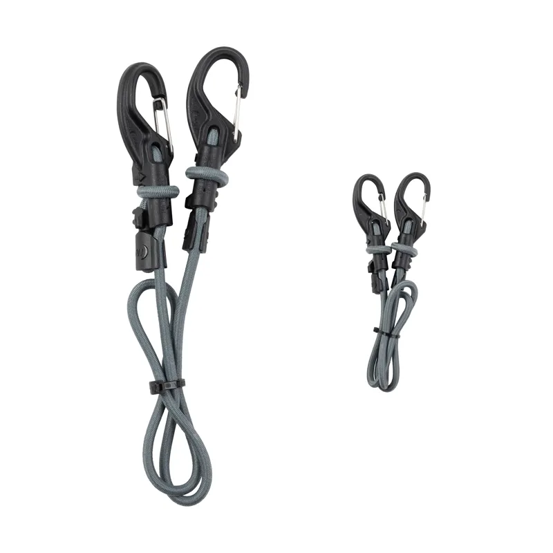 KnotBone Adjustable Bungee 9mm Black 121cm to 25cm Stretchy Tie Down Straps with Carabiner Clips