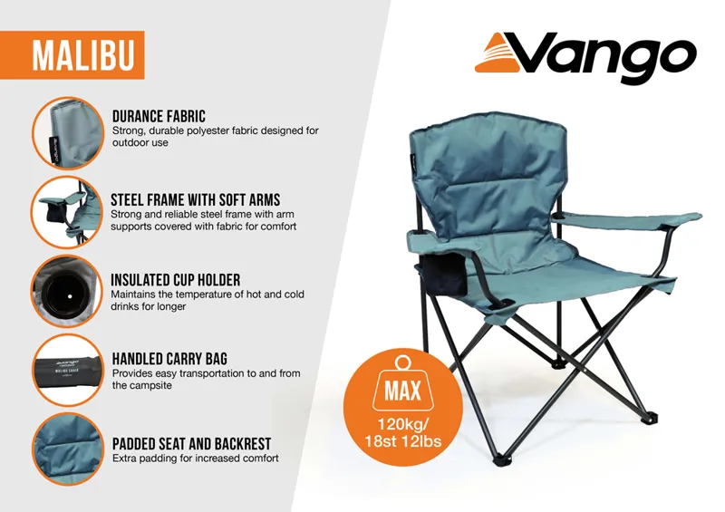 Vango Malibu Folding Camping Chair - Mineral Green-4