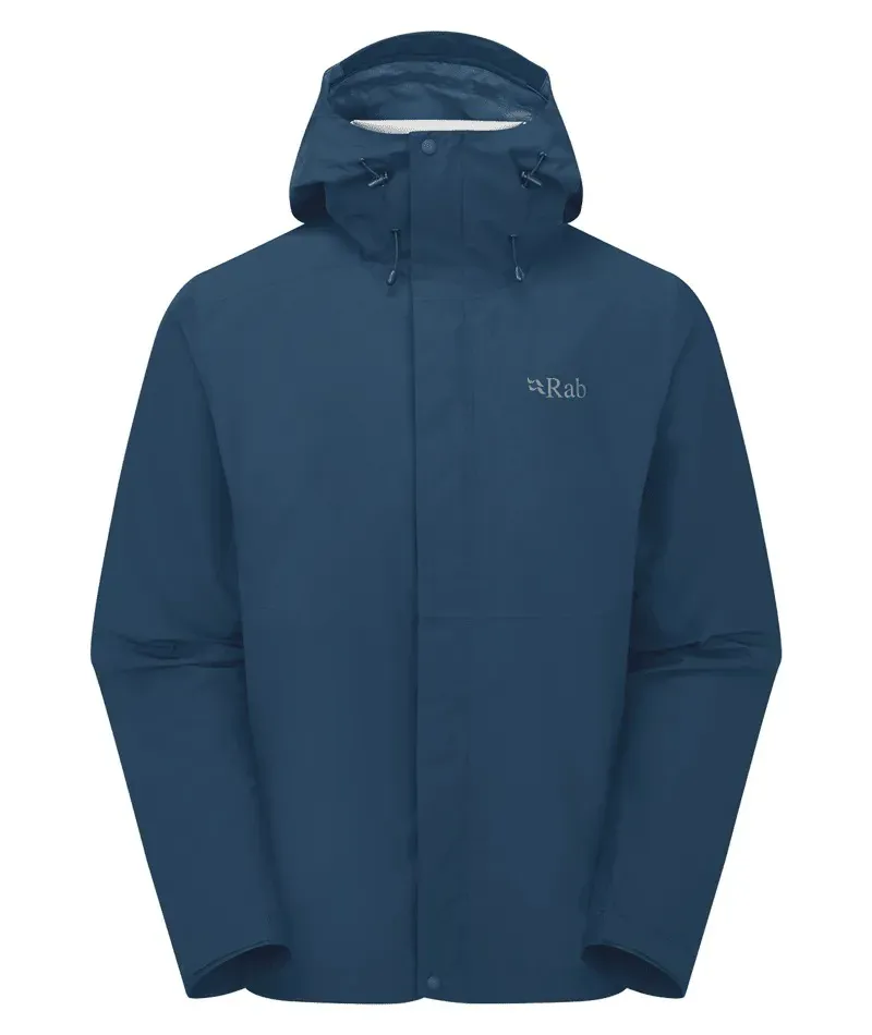 Rab Mens Downpour Waterproof Jacket in Tempest Blue