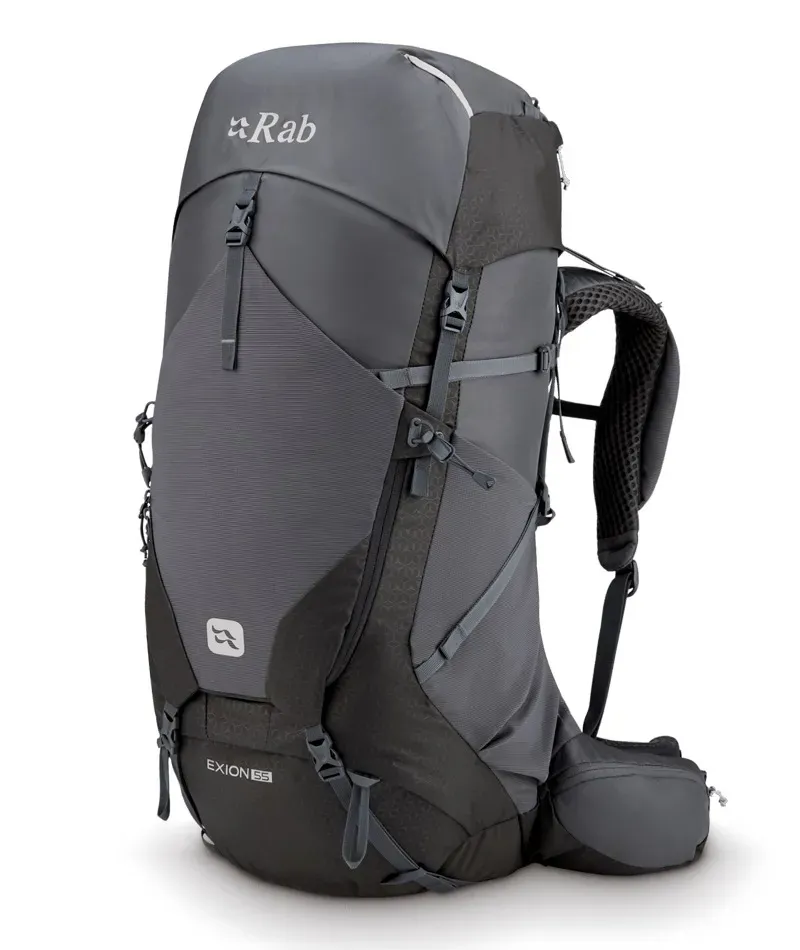 Rab Exion 55L Mens Trekking Pack  in Anthracite Graphene Large Extra Large