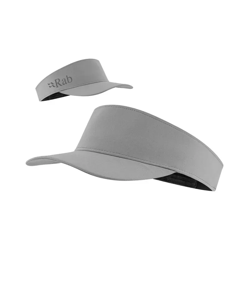 Rab Unisex Running Visor Hat - Light Zinc - One Size - Lightweight Packable - Quick Dry - Adjustable Headband - Reflective Logo - Outdoor Sports