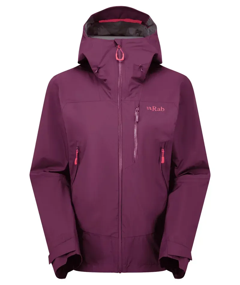 Rab Womens' Downpour Mountain Waterproof Jacket in Mulberry Purple