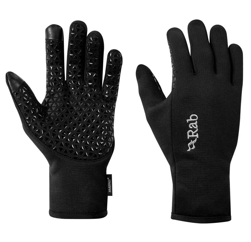 Rab Mens Phantom Contact Grip Glove in Black - wind resistant Polartec Wind Pro with a sticky palm