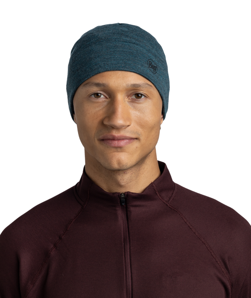 Buff Merino Midweight Beanie Melange T Tourmaline-2