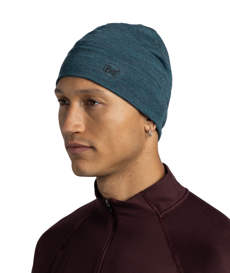 Buff Merino Midweight Beanie Melange T Tourmaline-1
