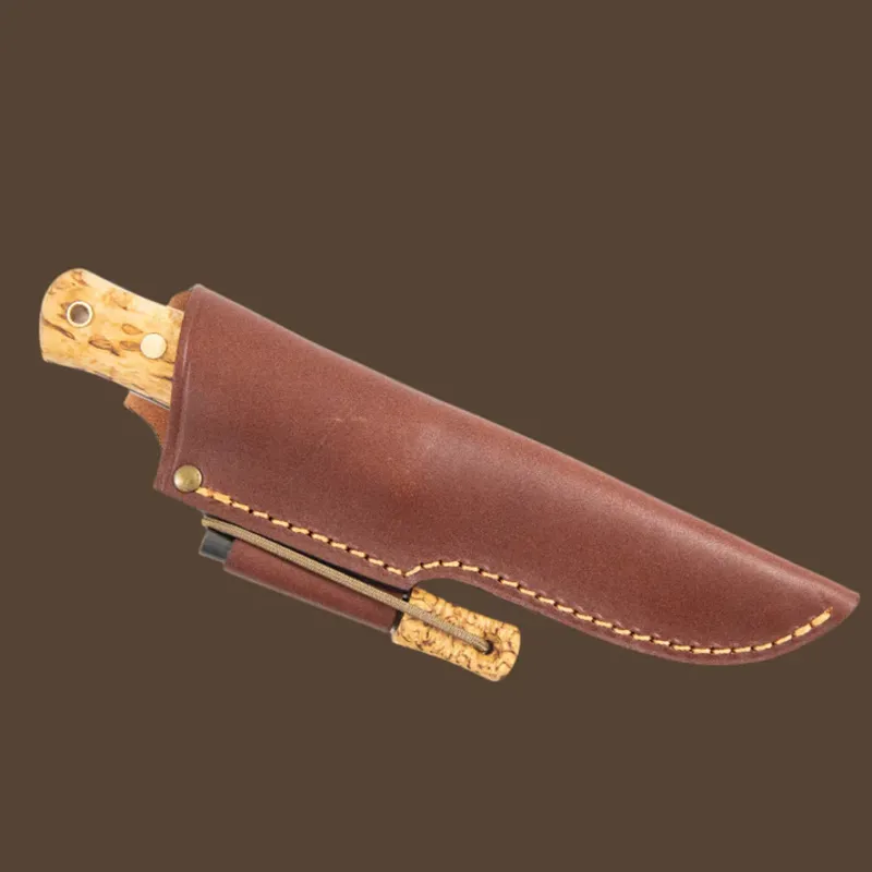 Casstrom Lars Falt Knife - Curly Birch Handle Scandi Grind LEFT HANDED sheath and Firesteel