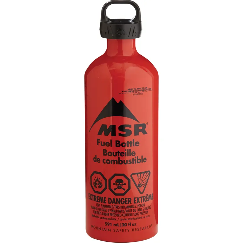 MSR Fuel Bottle 591ml 20 fl oz Aluminum Red Portable Camping Hiking Backpacking Liquid Fuel Container Stove