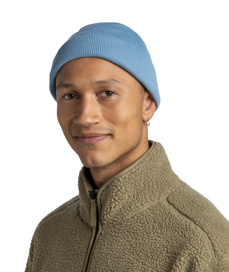 Buff Knitted Beanie Lilon Fisherman B Lake Blue-2