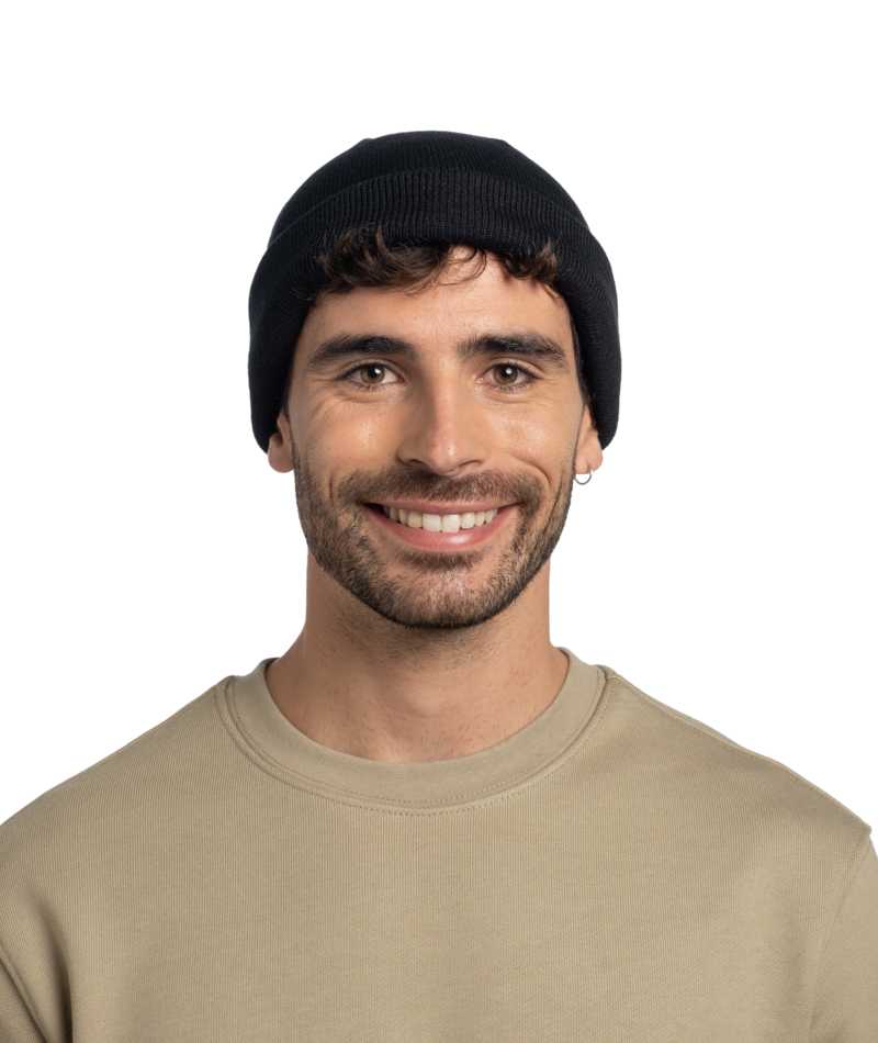 Buff Knitted Beanie Lilon Fisherman B Black-1