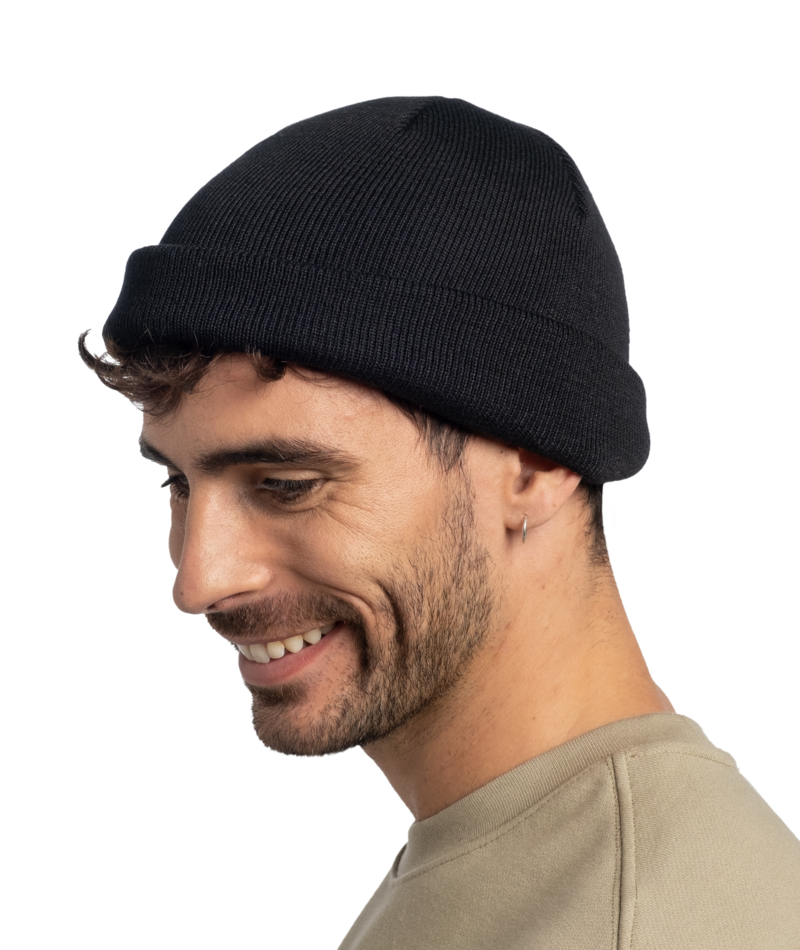 Buff Knitted Beanie Lilon Fisherman B Black