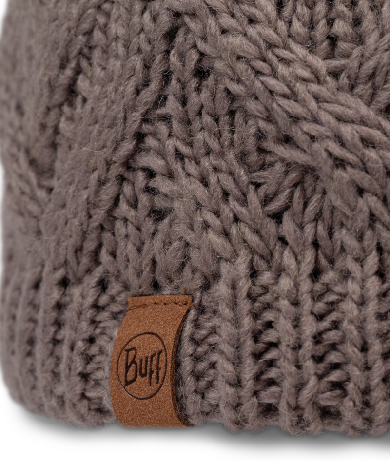 Buff Knitted and Fleece Band Beanie Caryn Cobblestone