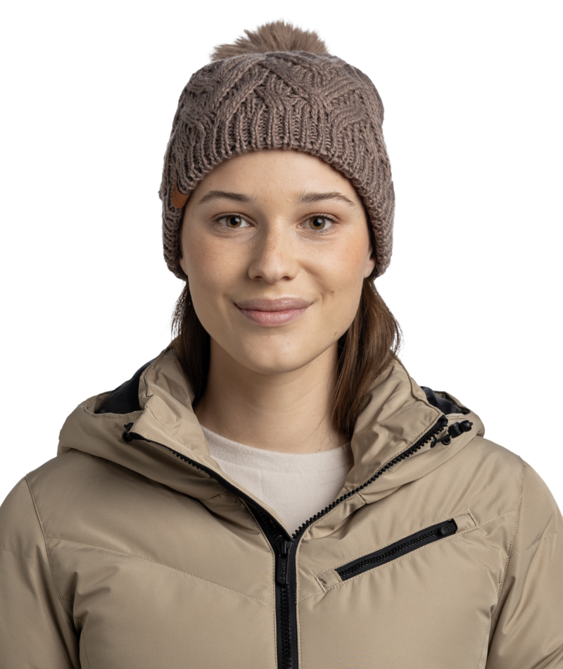 Buff Knitted and Fleece Band Beanie Caryn Cobblestone-2