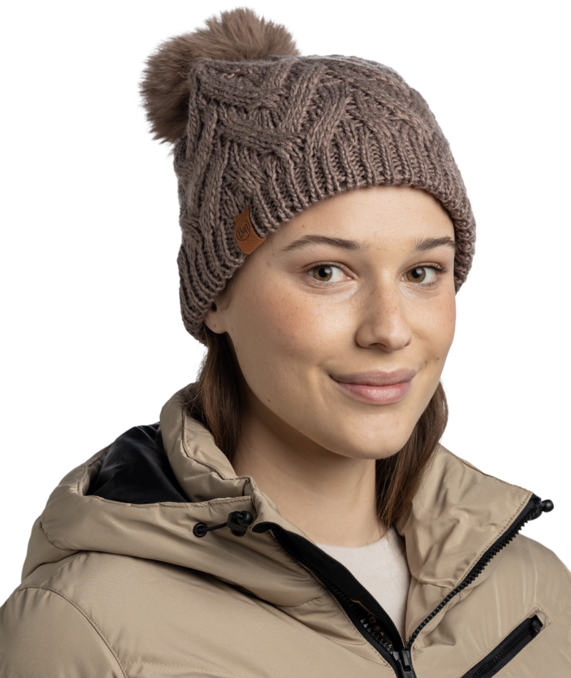 Buff Knitted and Fleece Band Beanie Caryn Cobblestone-1