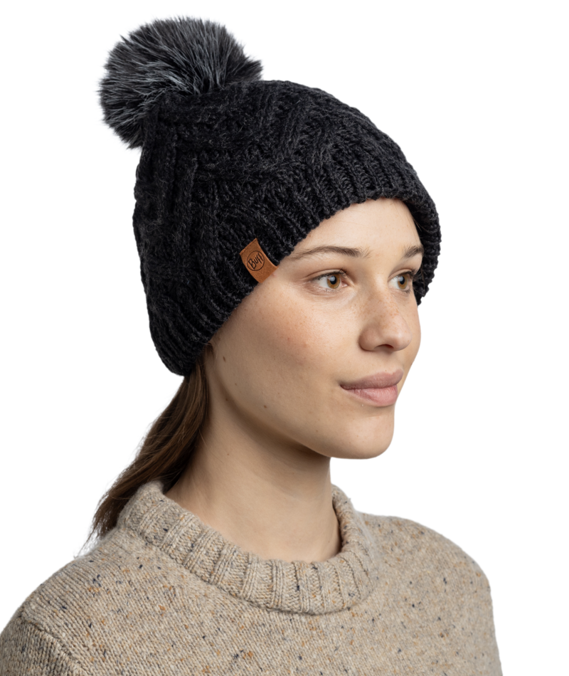Buff Knitted and Fleece Band Beanie Caryn Graphite-2