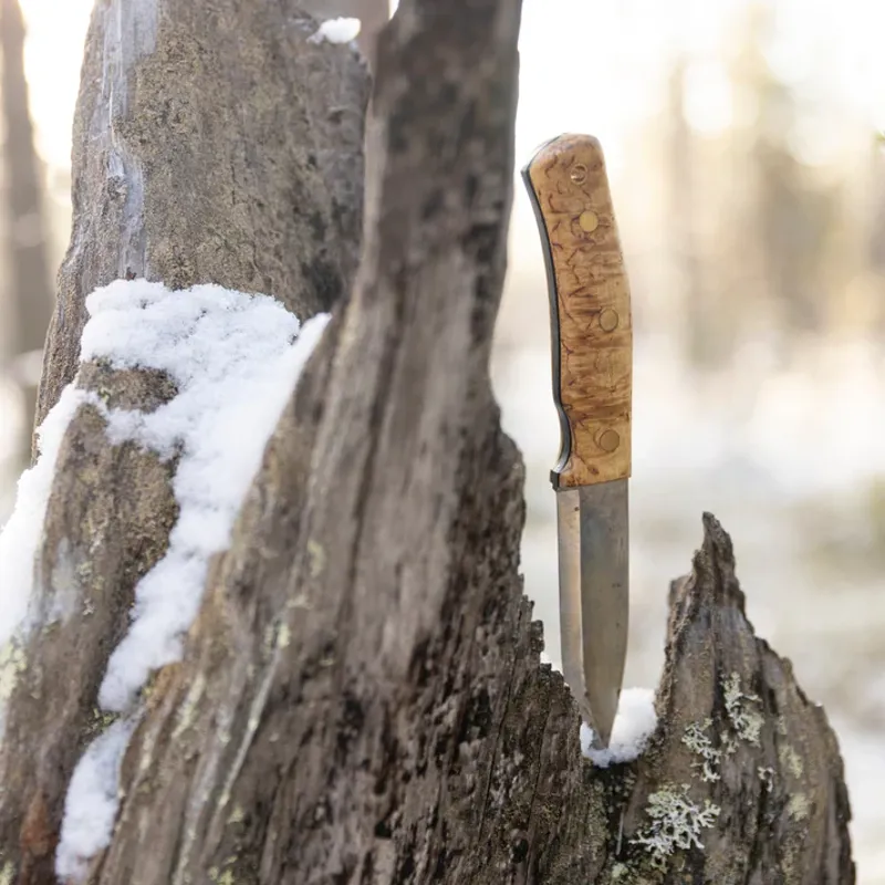 Casstrom No.10 Swedish Forest Knife - Curly Birch Handle Carbon Blade-4