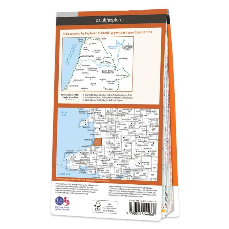 OS Explorer 213 Aberystwyth and Cwm Rheidol Map with download-3