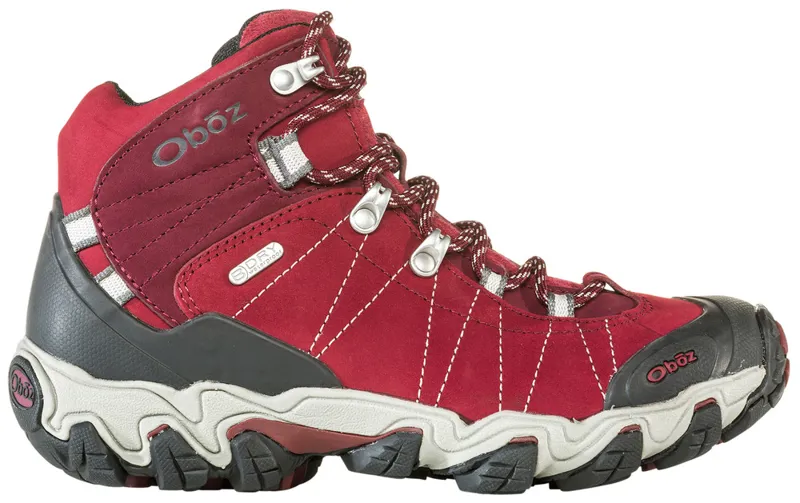 Great looking womens leather walking boots in a rich red