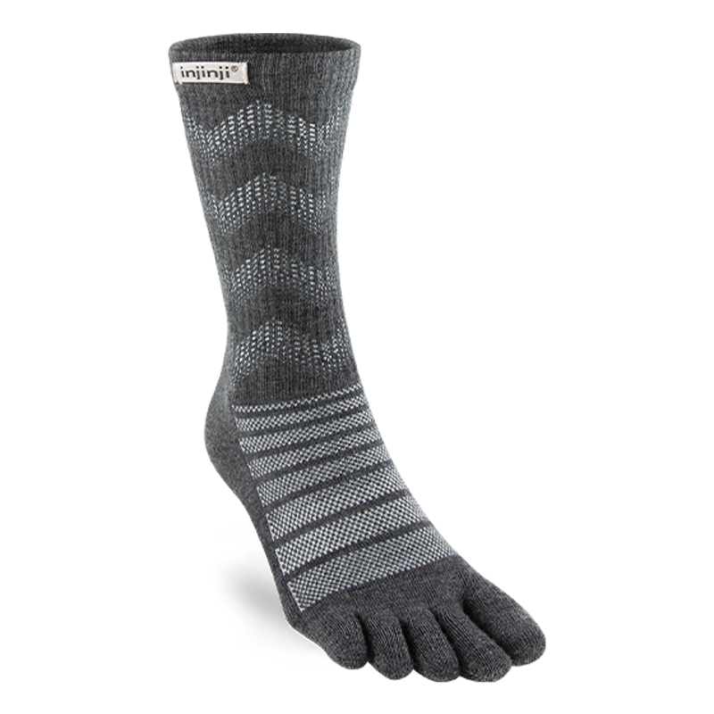 Injinji Outdoor Midweight Merino Crew Toe Socks - Slate Grey-1