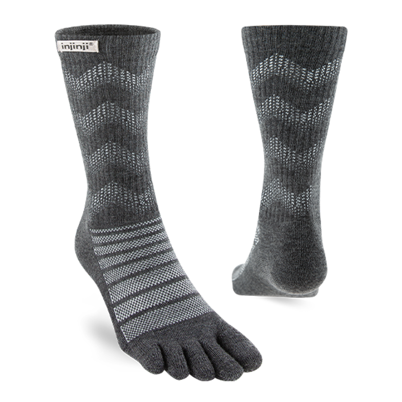 Injinji Outdoor Midweight Merino Crew Toe Socks - Slate Grey