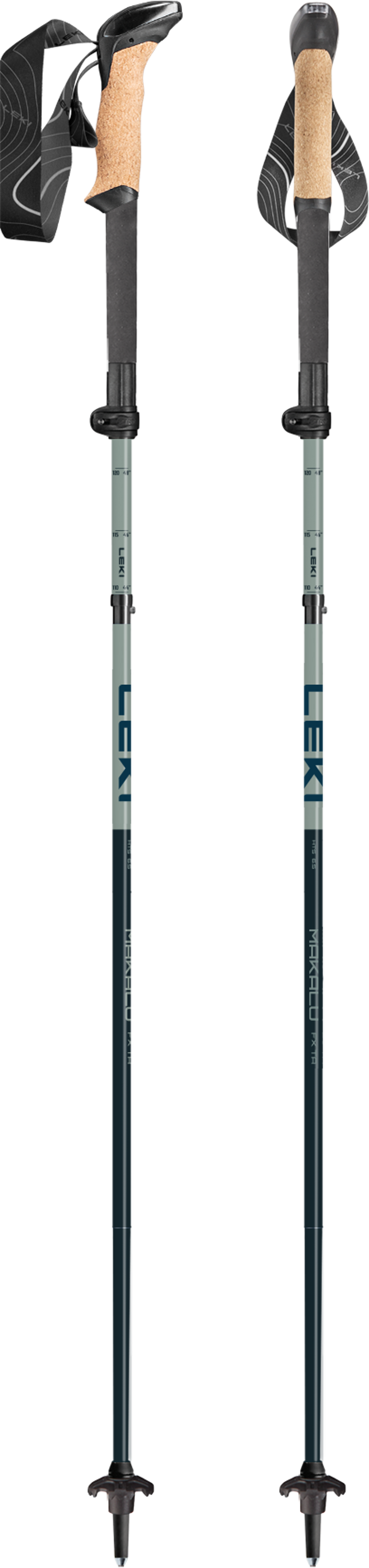 LEKI Unisex Makalu Cork FX TA Trekking Poles Pair Black and Green 100-130cm-1