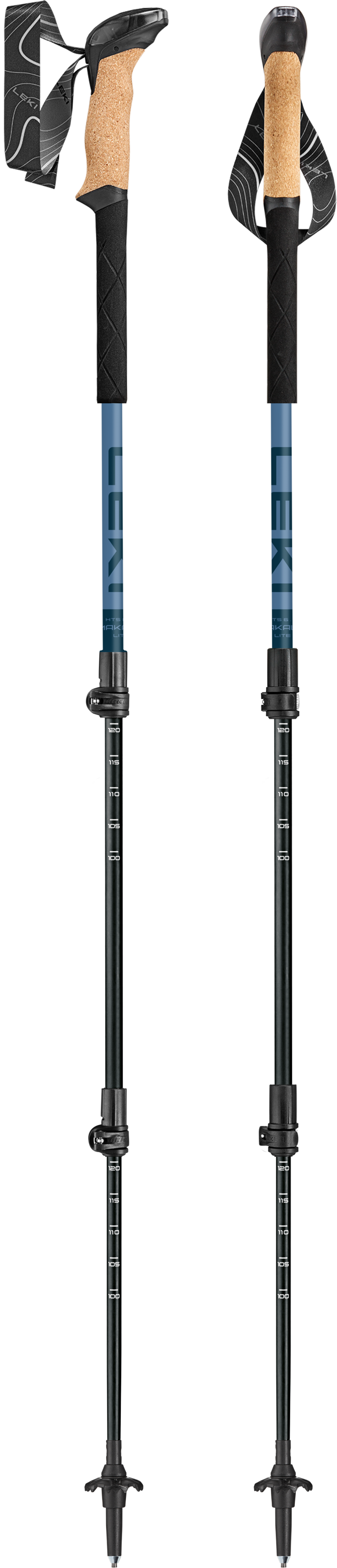 LEKI Unisex Makalu Cork Lite Trekking Poles - Blue and Black