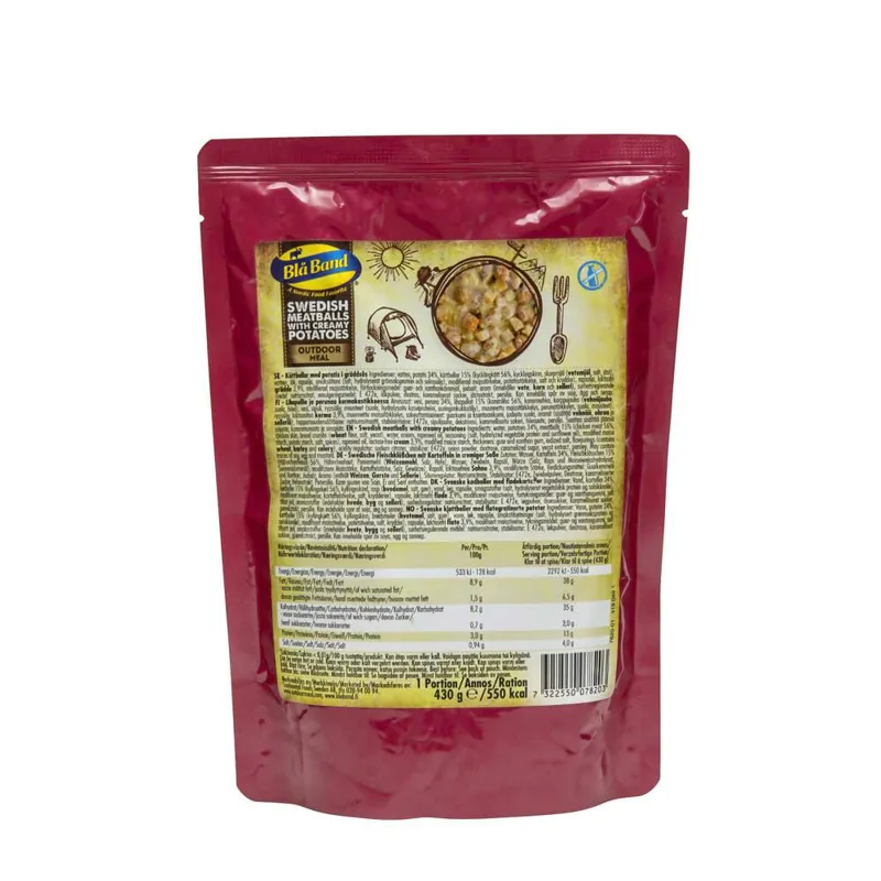 Bla Band Swedish Meatballs with Potatoes Meal 550kcal LF - Boil in the Bag
