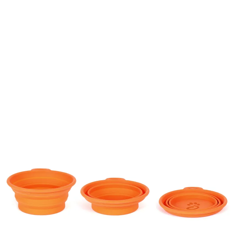 Mountain Paws - Collapsible Silicone Dog Bowl - Orange-1