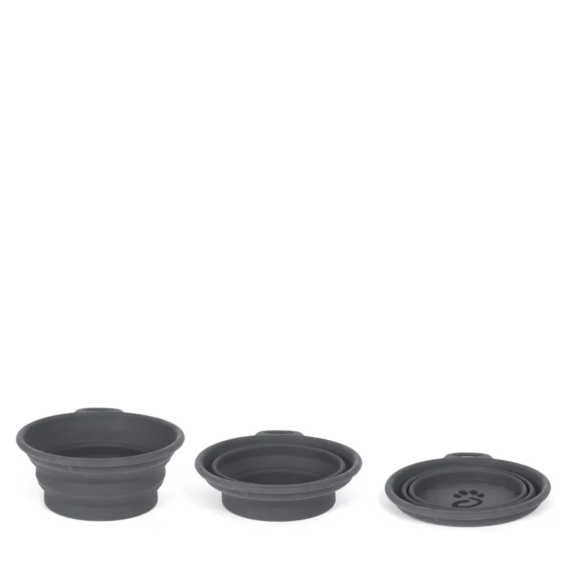 Mountain Paws - Collapsible Silicone Dog Bowl - Grey-1