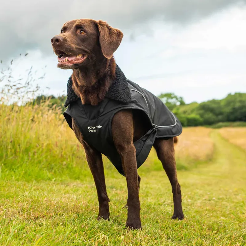 Mountain Paws Fleece Lined Dog Raincoat - Black-6