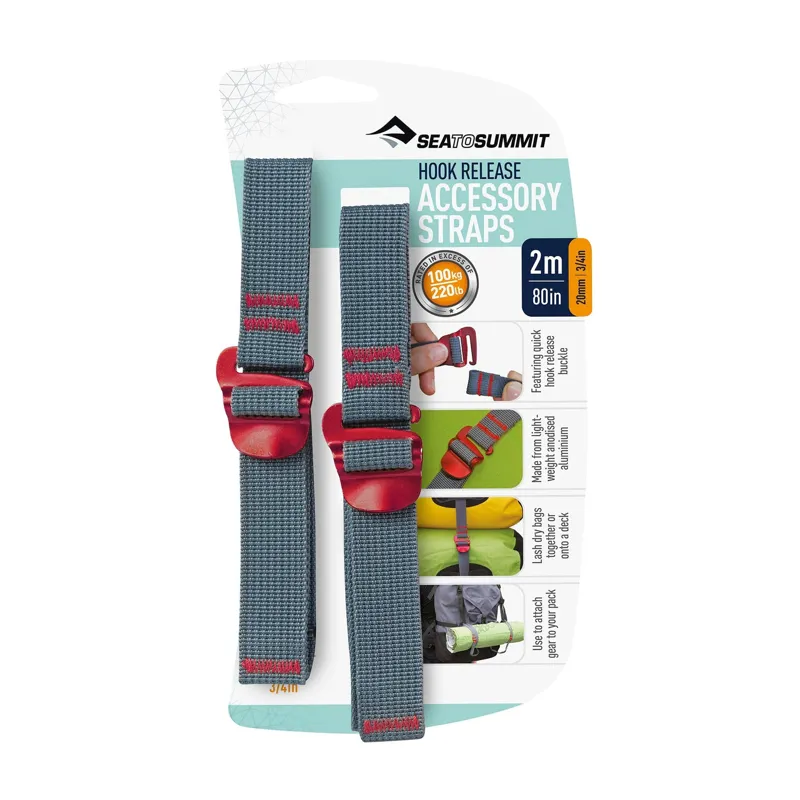 Sea To Summit Accessory 20mmx1m Webbing Strap w/Hook Buckle in Red