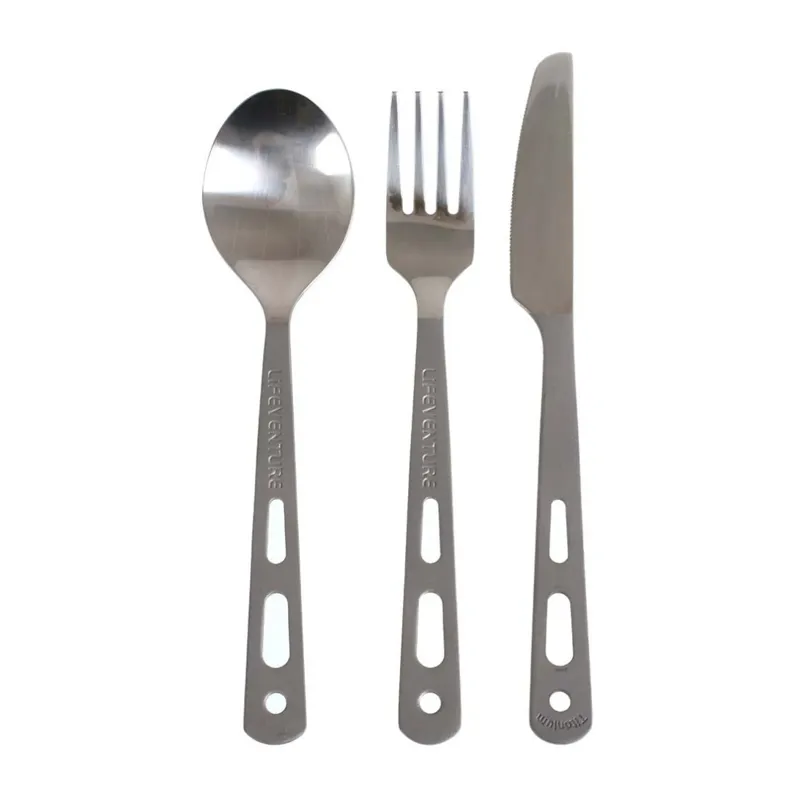 Lifeventure Titanium Camping Knife Fork Spoon Cutlery Set-2