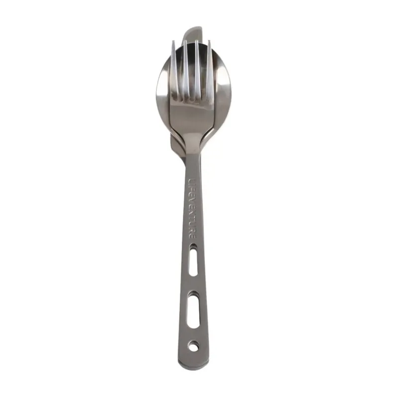Lifeventure Titanium Camping Knife Fork Spoon Cutlery Set-1