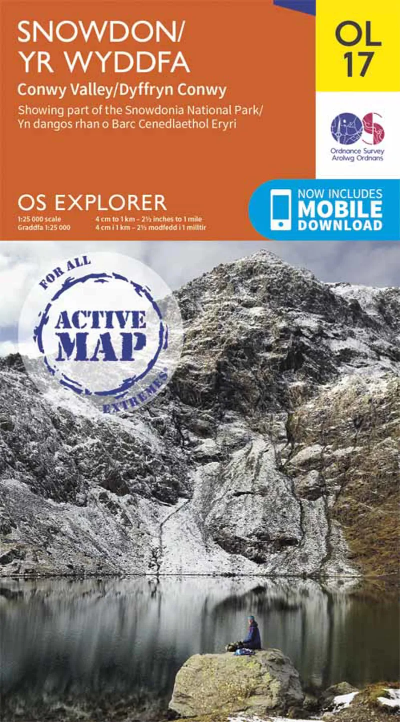 Explorer OL17 Snowdon Laminated Ordnance Survey Map