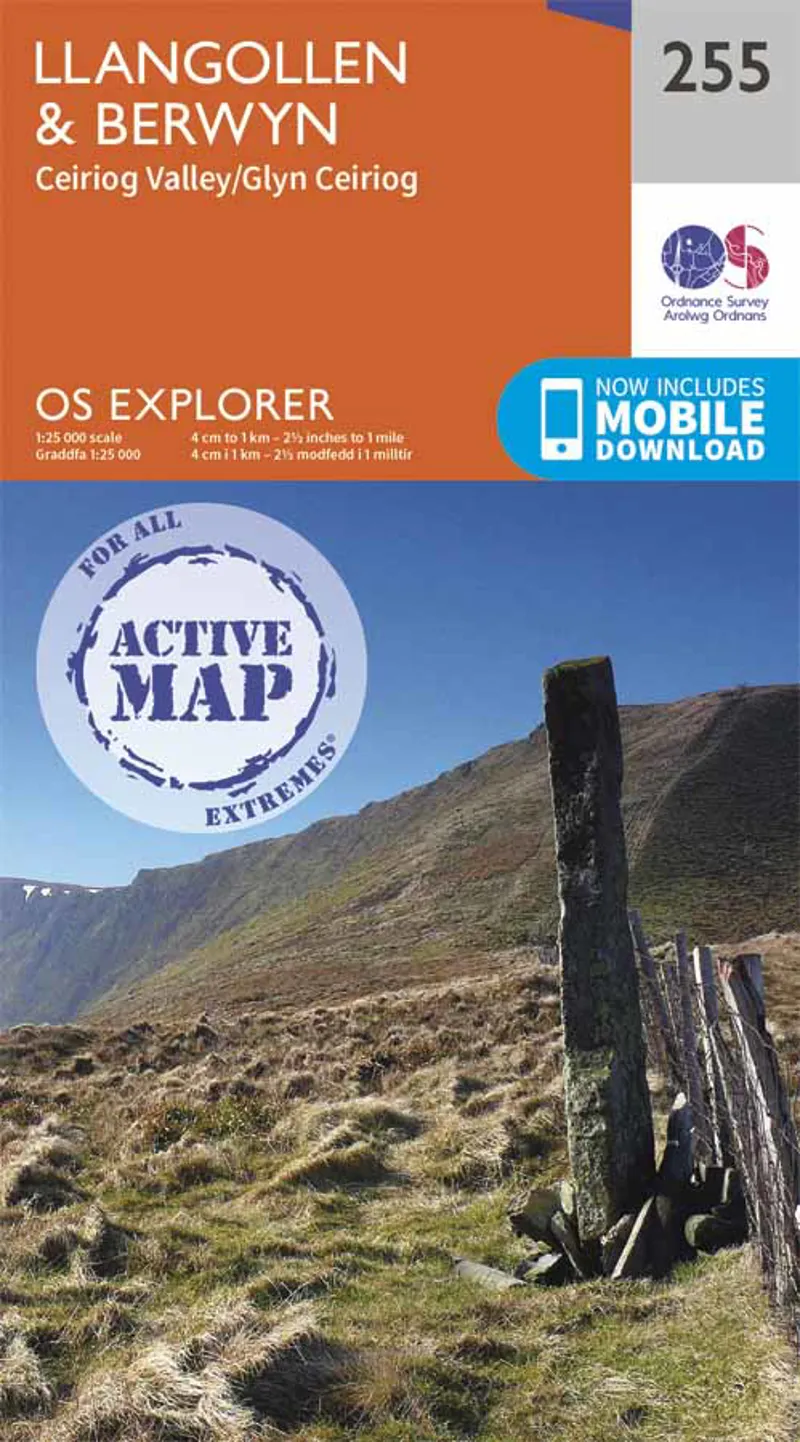 Explorer 255 Llangollen and Berwyn Laminated Ordnance Survey Map